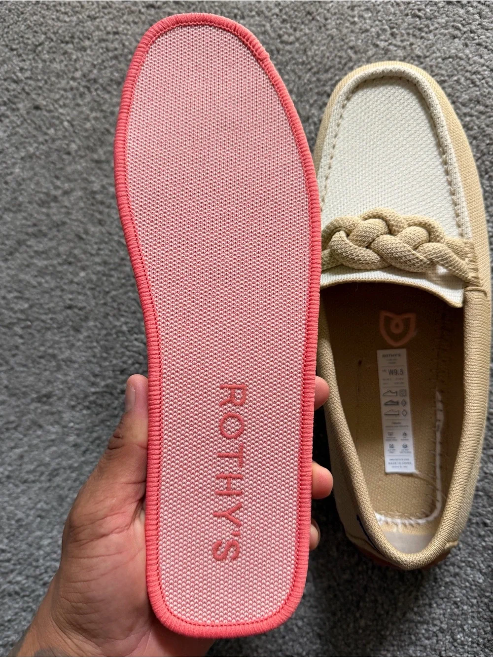 Size 9.5W Rothy's Women's The Braid Driver  Slip On Loafer